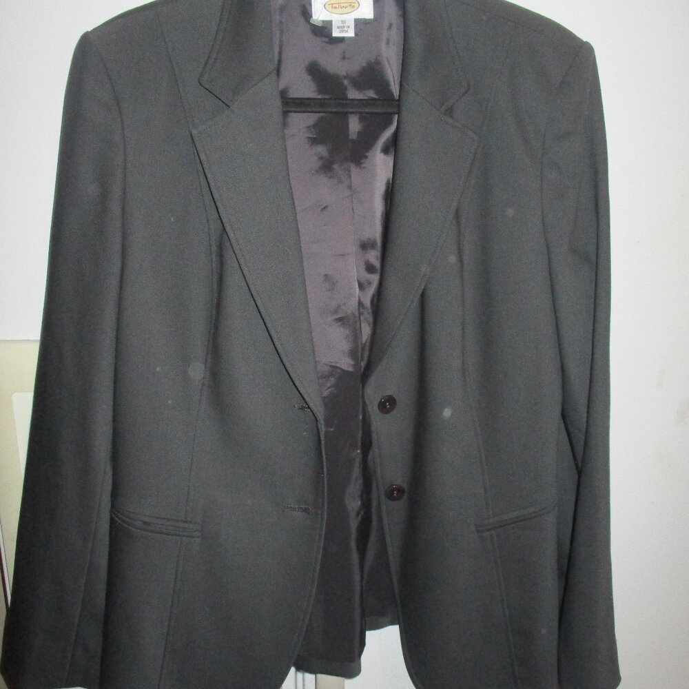 Talbots Charcoal Gray Office Work Career lined blazer m 10 worsted wool